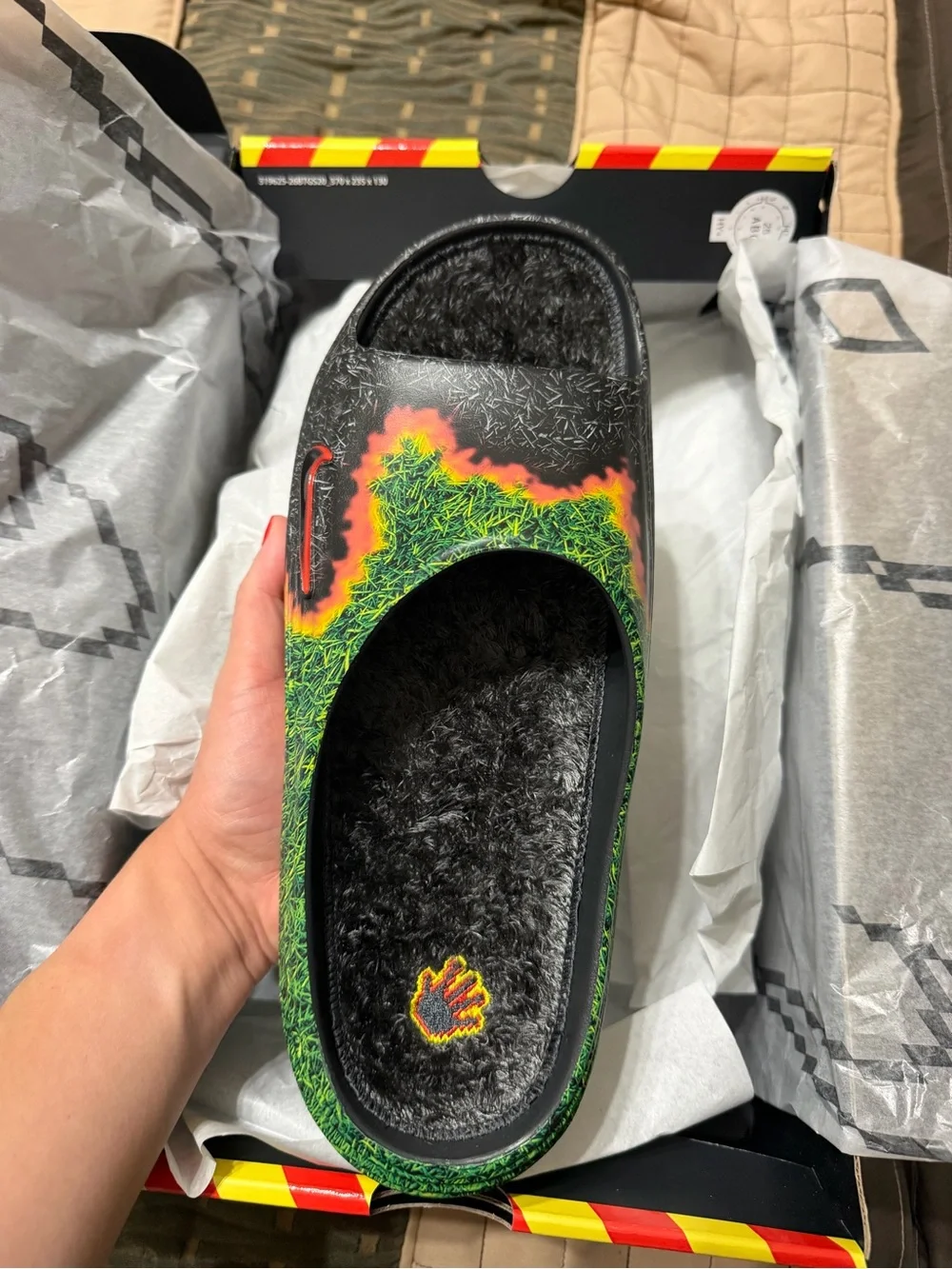 Nike Box with Red and Yellow Diagonal Stripes